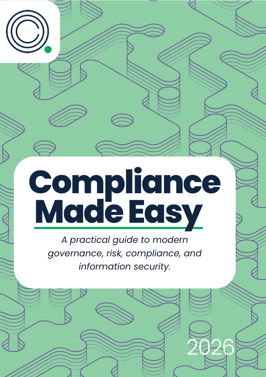 Cover of Compliance Made Easy by Compeas — a practical guide to modern governance, risk, compliance, and information security